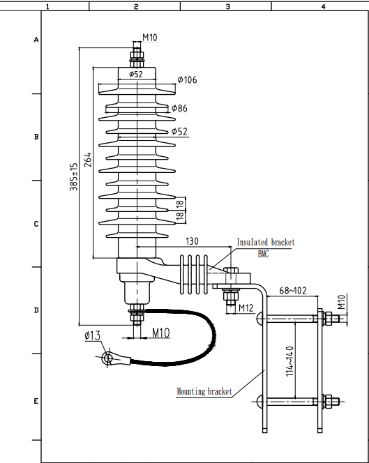 24KV polymer housed surge arrester